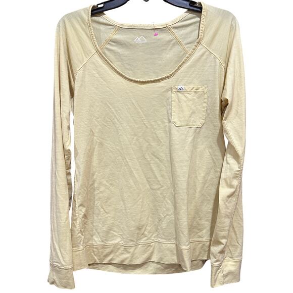 Wild Rye Merino Wool Blend Top Women Size 12 Yellow Lightweight Gorpcore Outdoor - Picture 1 of 7